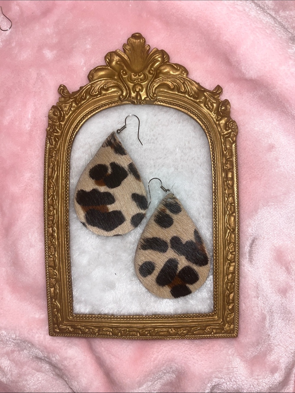 Leopard Print Teardrop Earrings - Brown